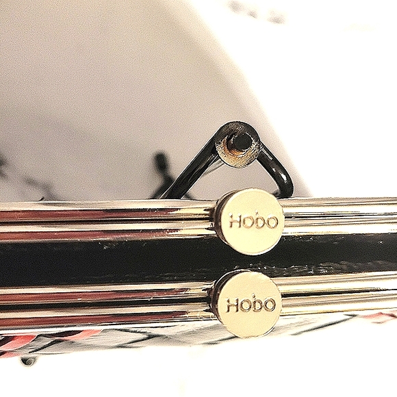 HOBO Int'l Black/Red Patent Leather Woven 'Lauren' Wallet/Clutch - Picture 2 of 12